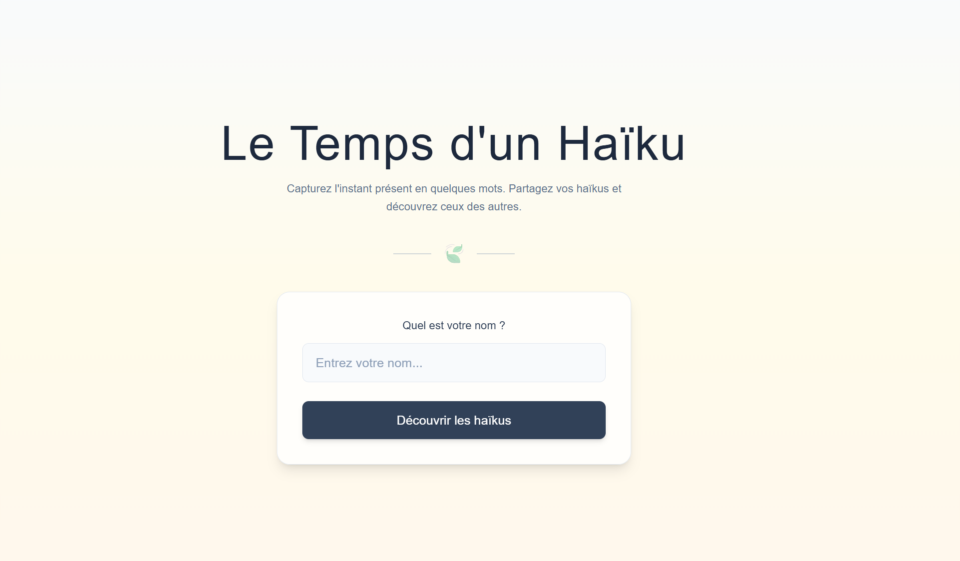 Le Temps d'un Haïku